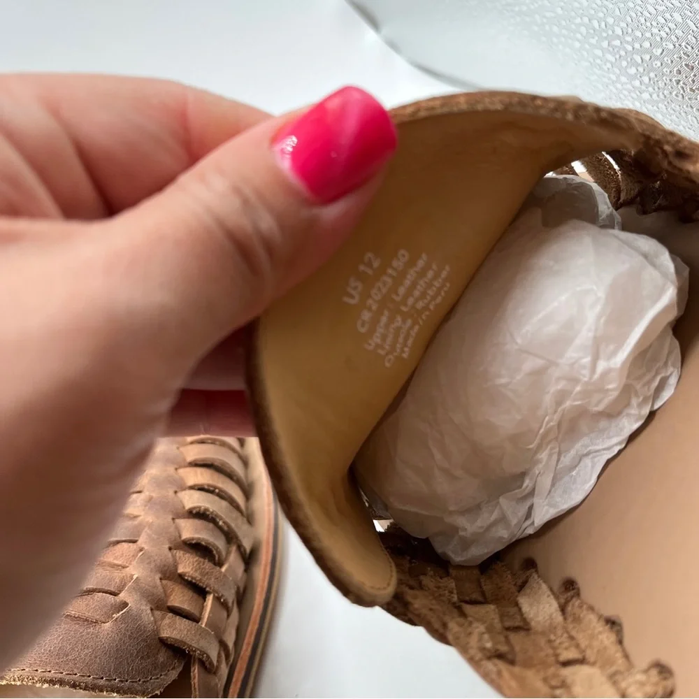 NIB Nisolo Brown Woven Leather Huarache Sandals